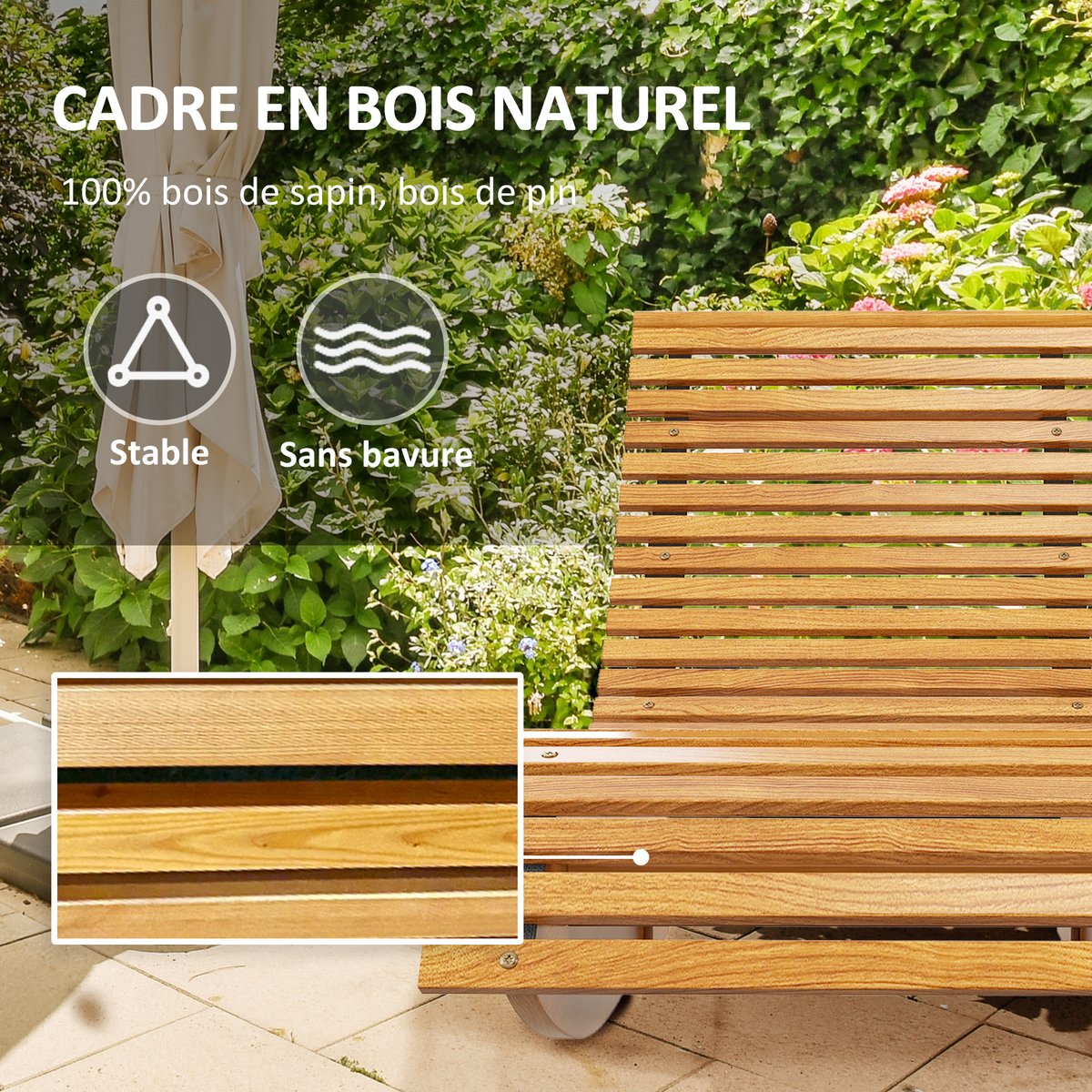 Fauteuil à bascule Bois Bois de teck couleur teck, OUTSUNNY