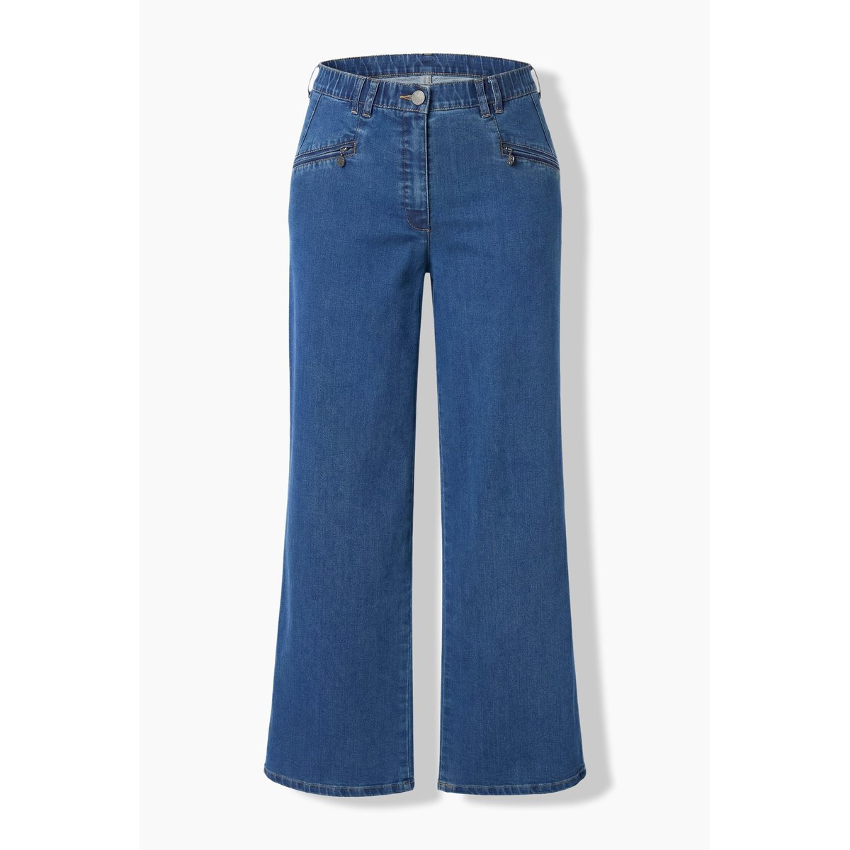 Jean Mony jambe large, poches zippées bleu jean, ULLA POPKEN