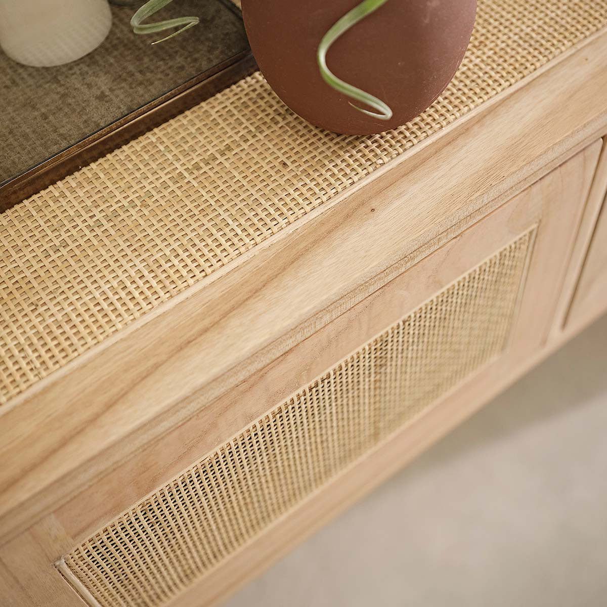 Console en bois massif et cannage 140 cm MAËL naturel, BERAH GETAH