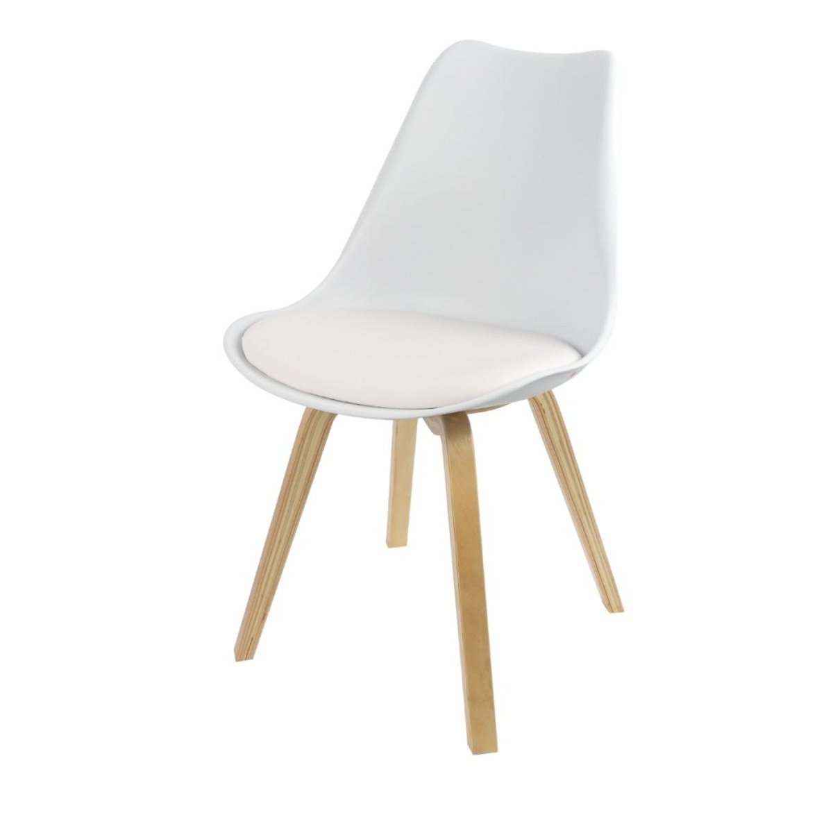 Chaise scandinave blanche avec coussin blanc, DECORATIE
