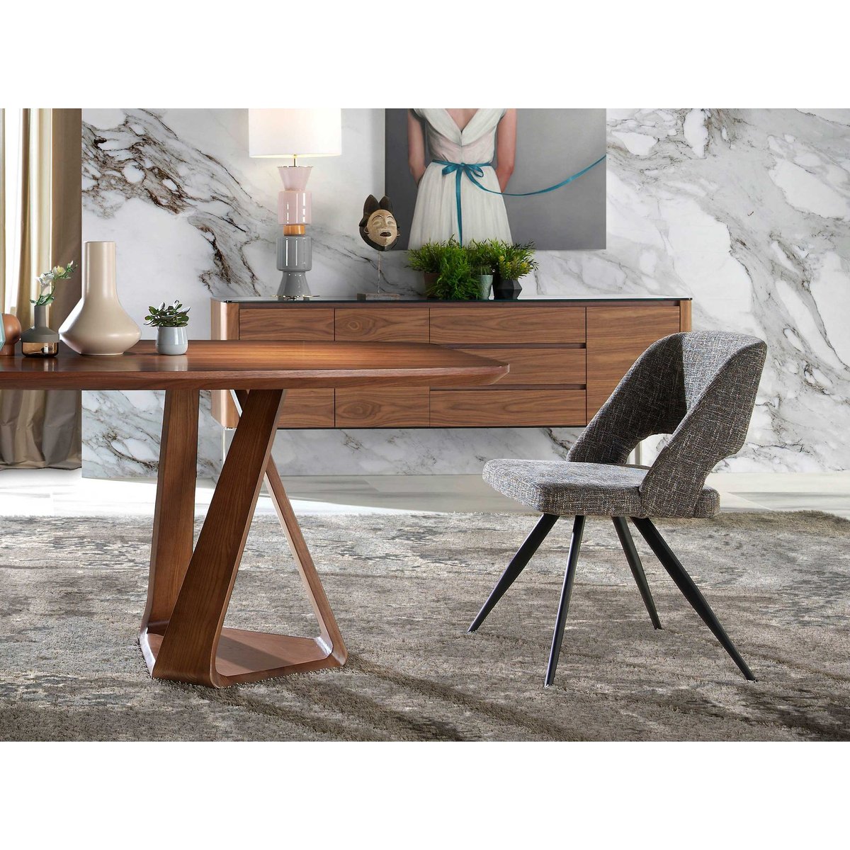 Chaise pivotante en tissu gris | noir, ANGEL CERDA