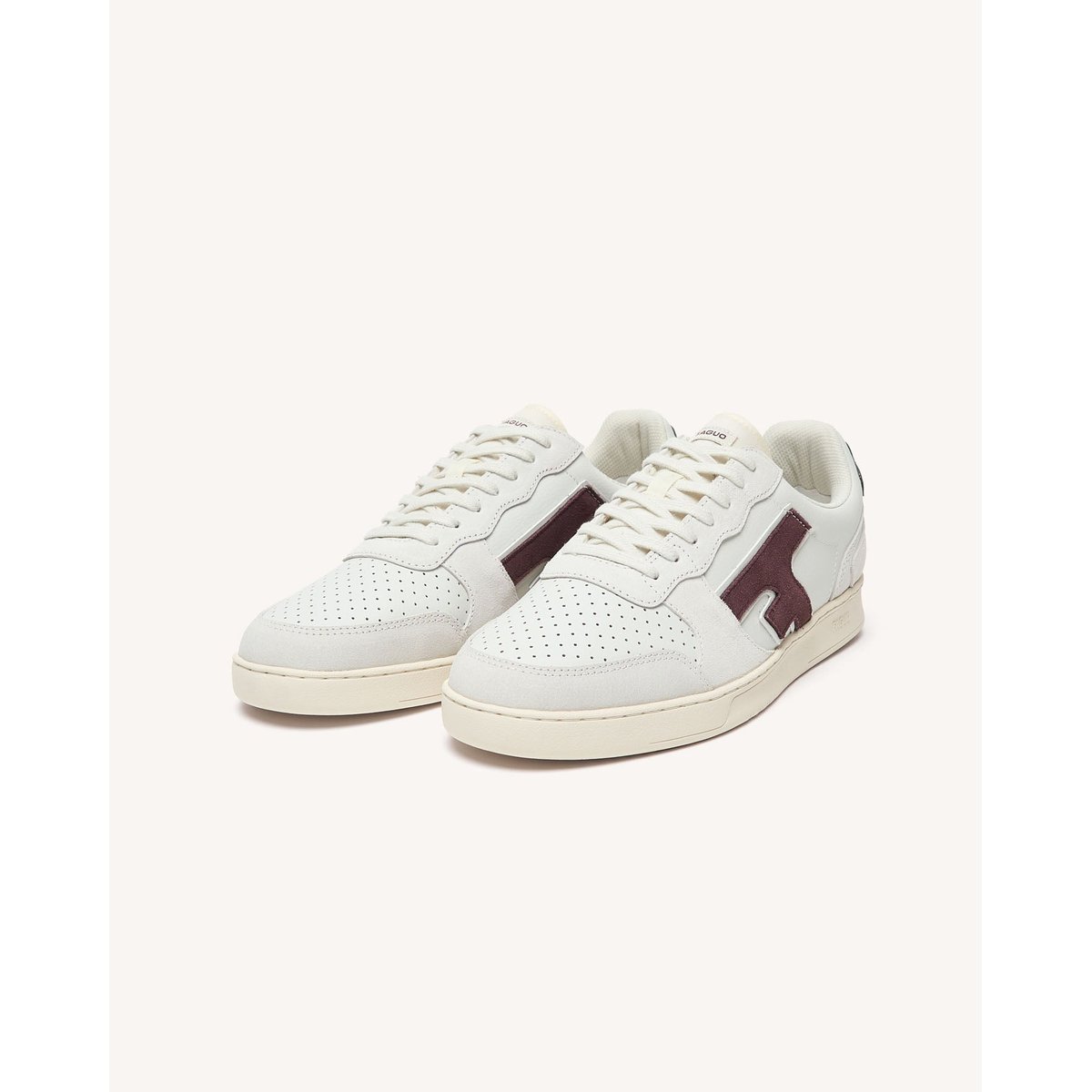 Baskets basses en cuir Blanc et brun rosé blanc et brun rosé, FAGUO