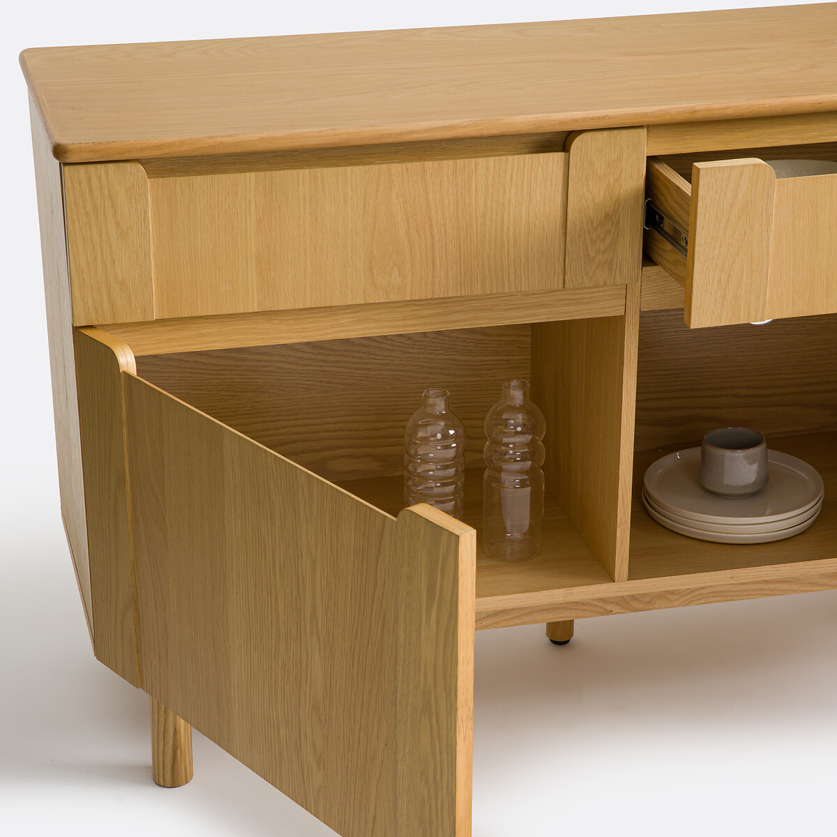 Buffet placage chêne, 3 portes 3 tiroirs, Bellita coloris chêne, LA REDOUTE INTERIEURS
