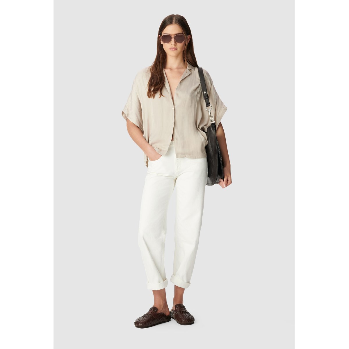 Chemise manches courtes visuel dos beige, IKKS