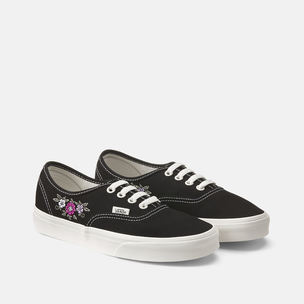 Baskets basses Authentic noir brodé fleurs, VANS