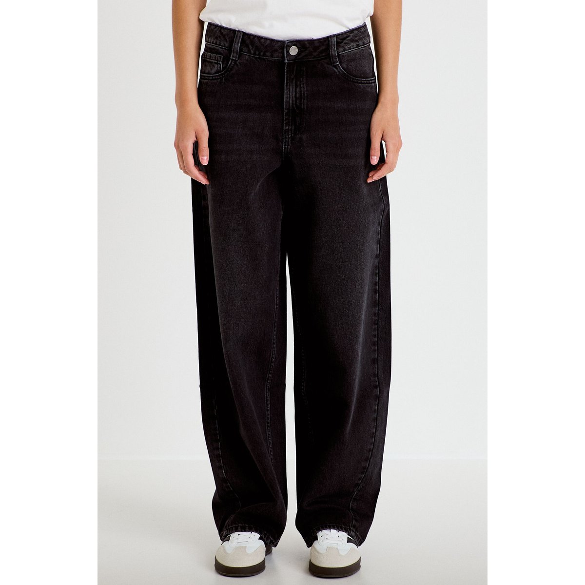 Jean barrel taille haute denim noir, CACHE CACHE