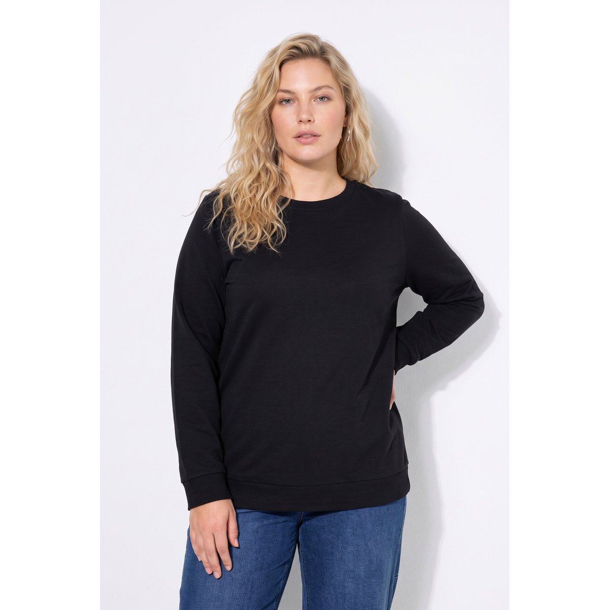 Sweat, manches longues et décolleté rond noir, ULLA POPKEN