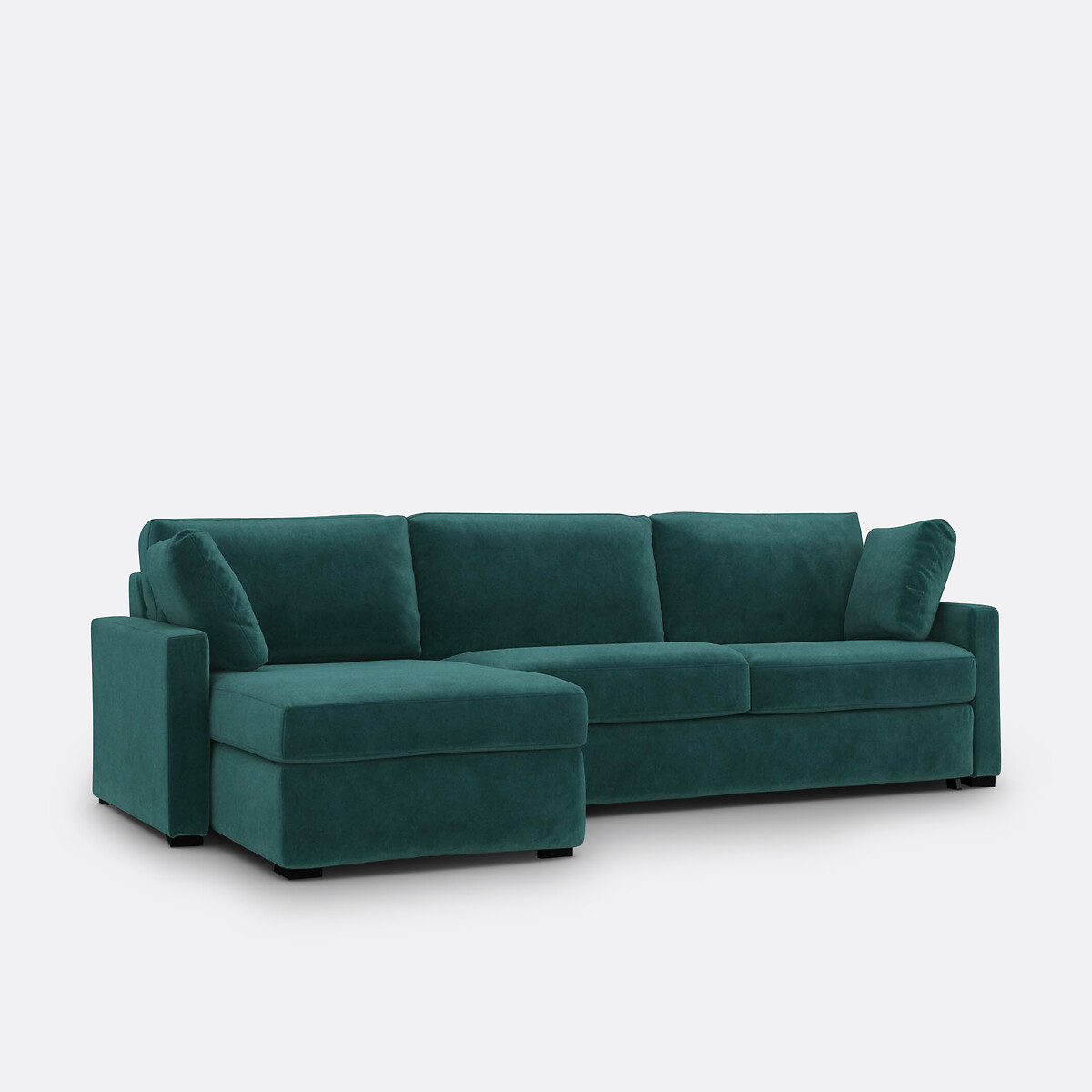 Sofá cama rinconero de 4 plazas, terciopelo, espuma, TIMOR verde esmeralda, LA REDOUTE INTERIEURS