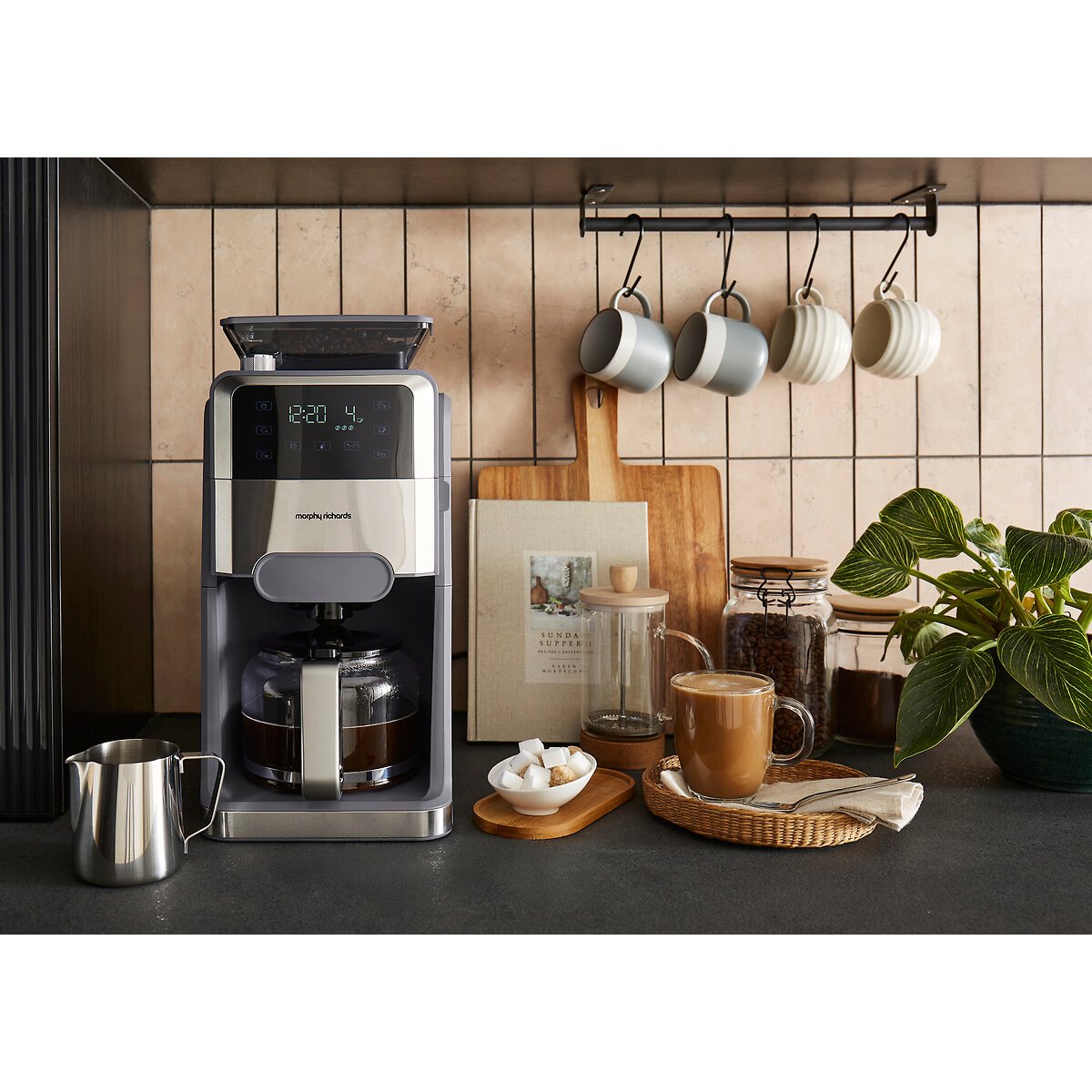 Zino Grind & Brew Automatic Filter Coffee Machine raw linen, MORPHY RICHARDS