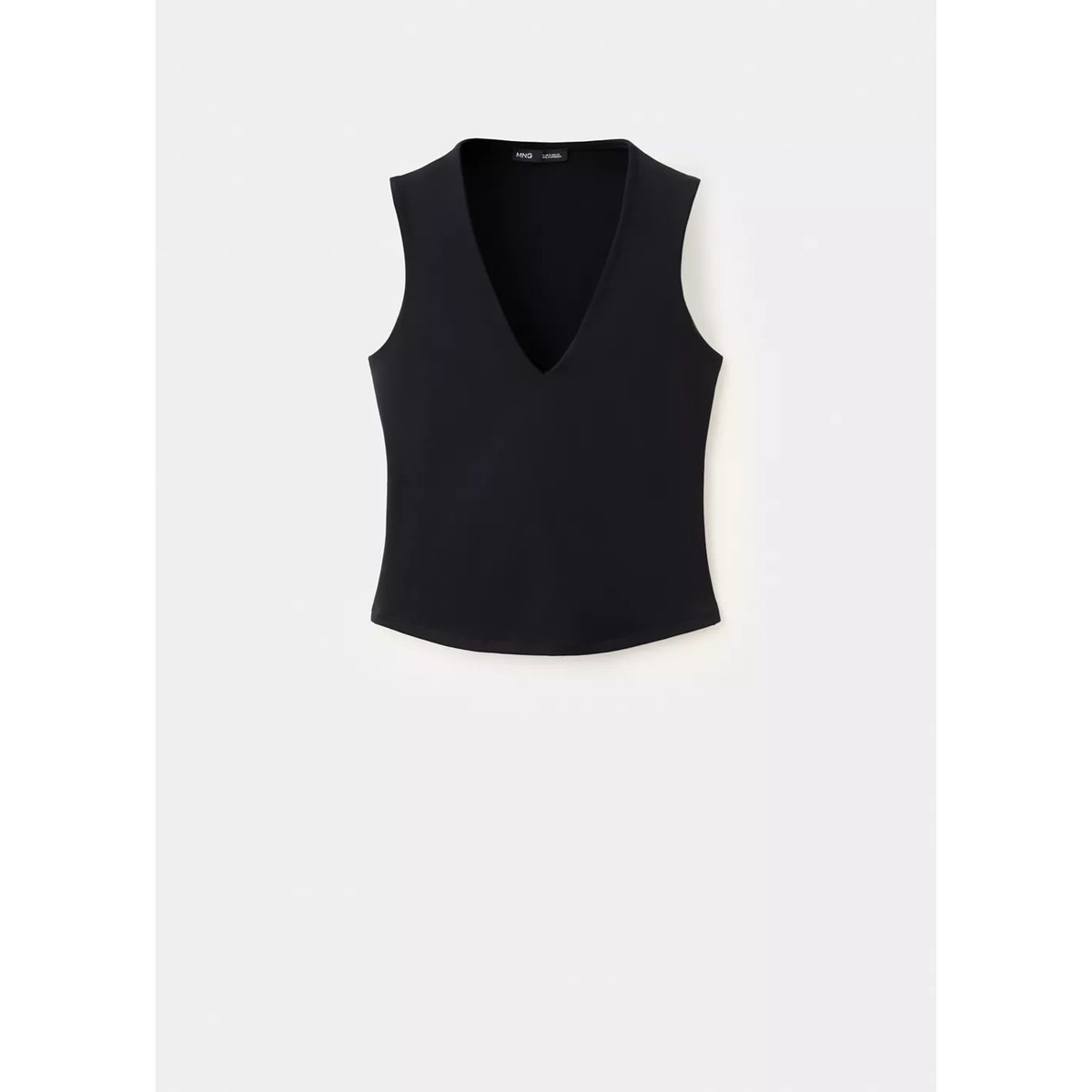 Top ajusté col en V noir, MANGO