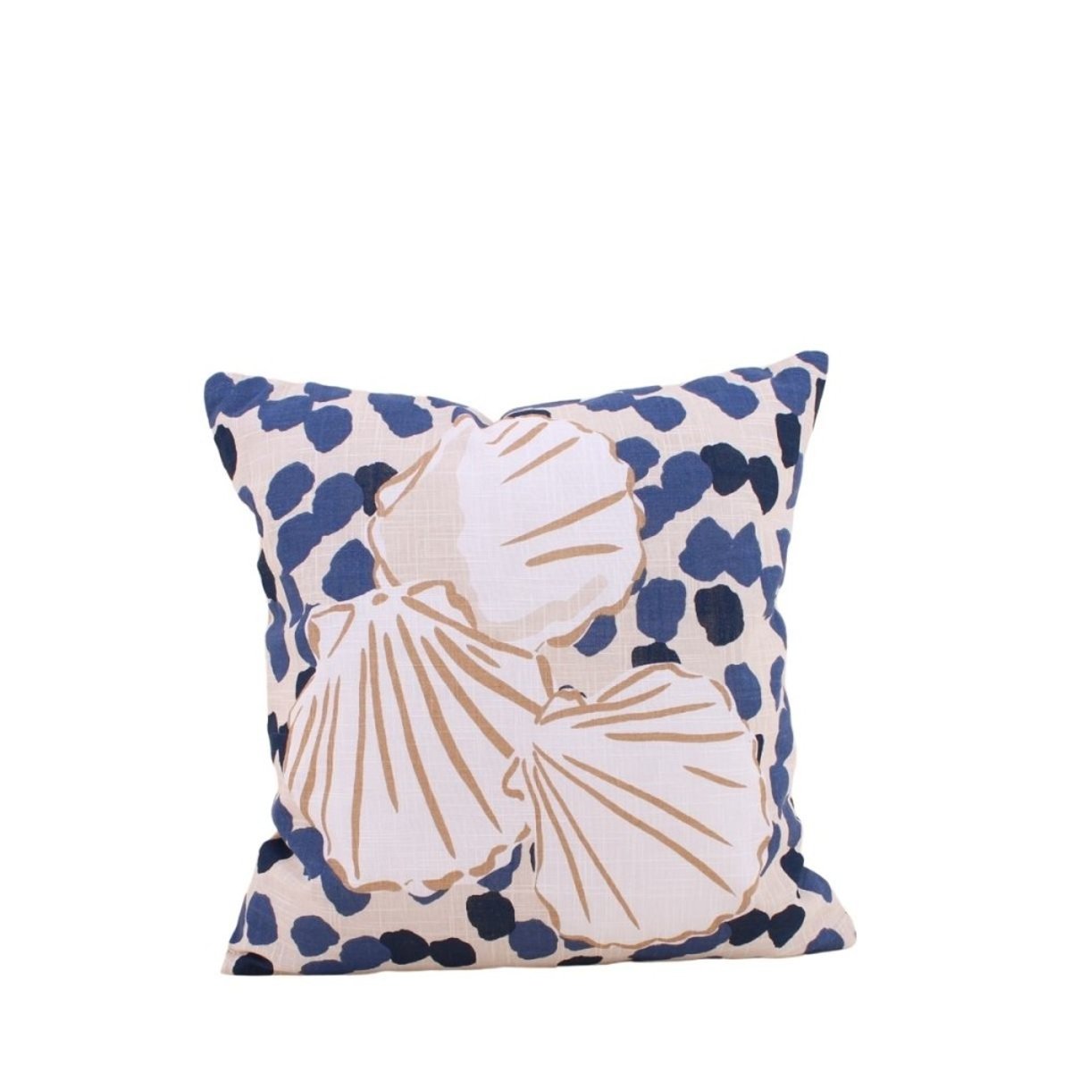 Coussin en coton imprimé coquillages 40x40cm bleu, ORNAMI