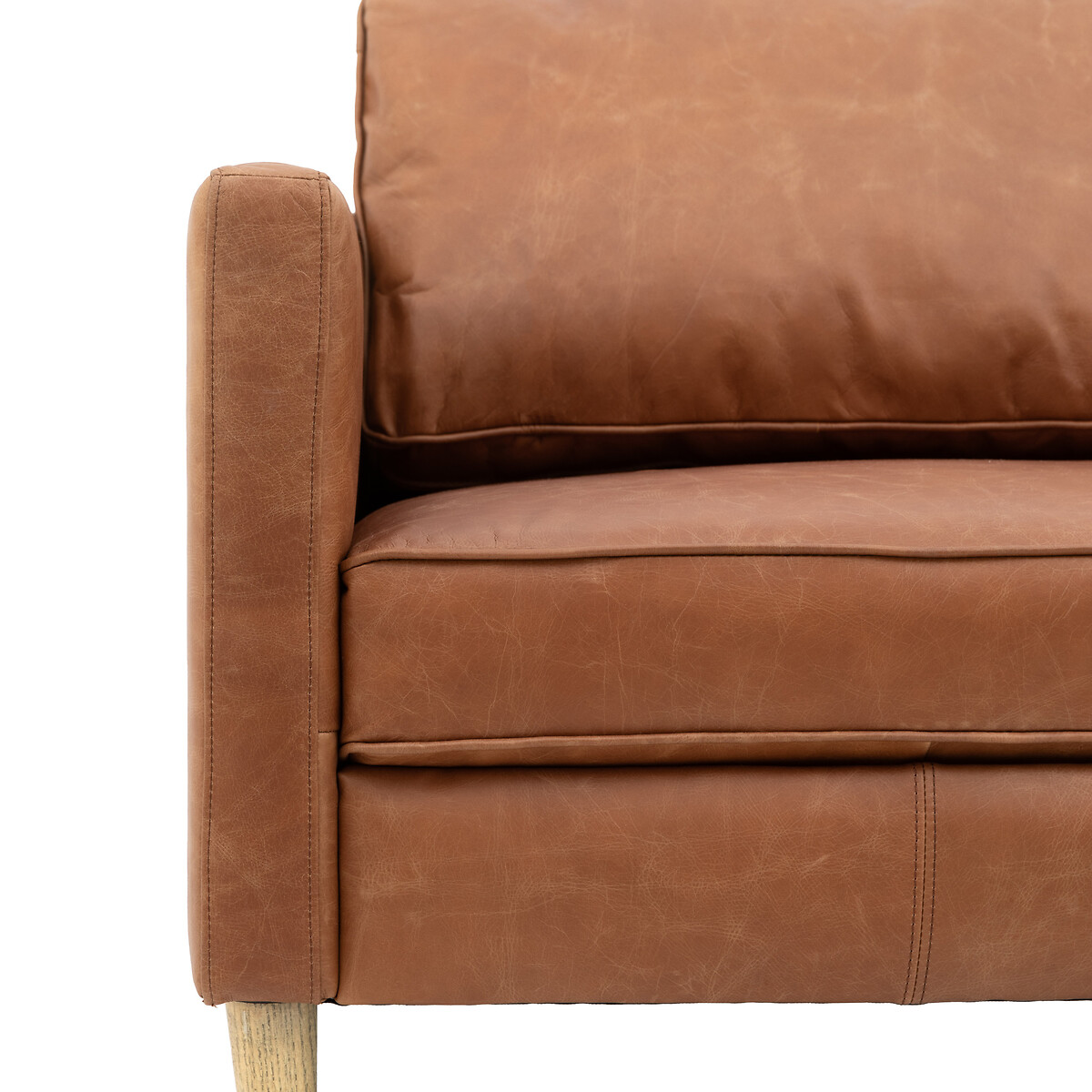 Groton Mid-Century 2 Seater Vintage Leather Sofa with Solid Wood Legs brown , ÉDITÉ