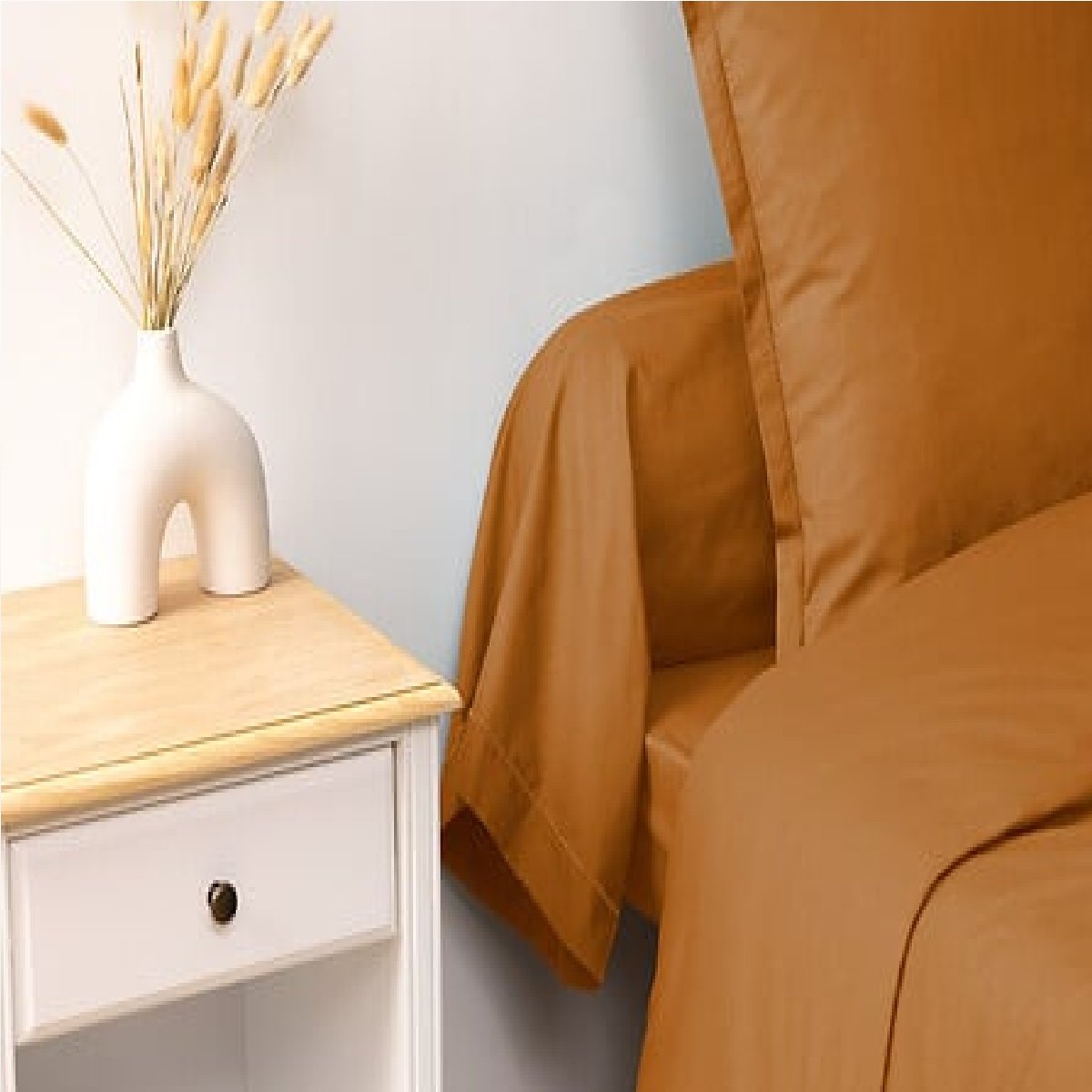 Taie de traversin 85 x 185 cm Horizon Celadon ocre, EDEN