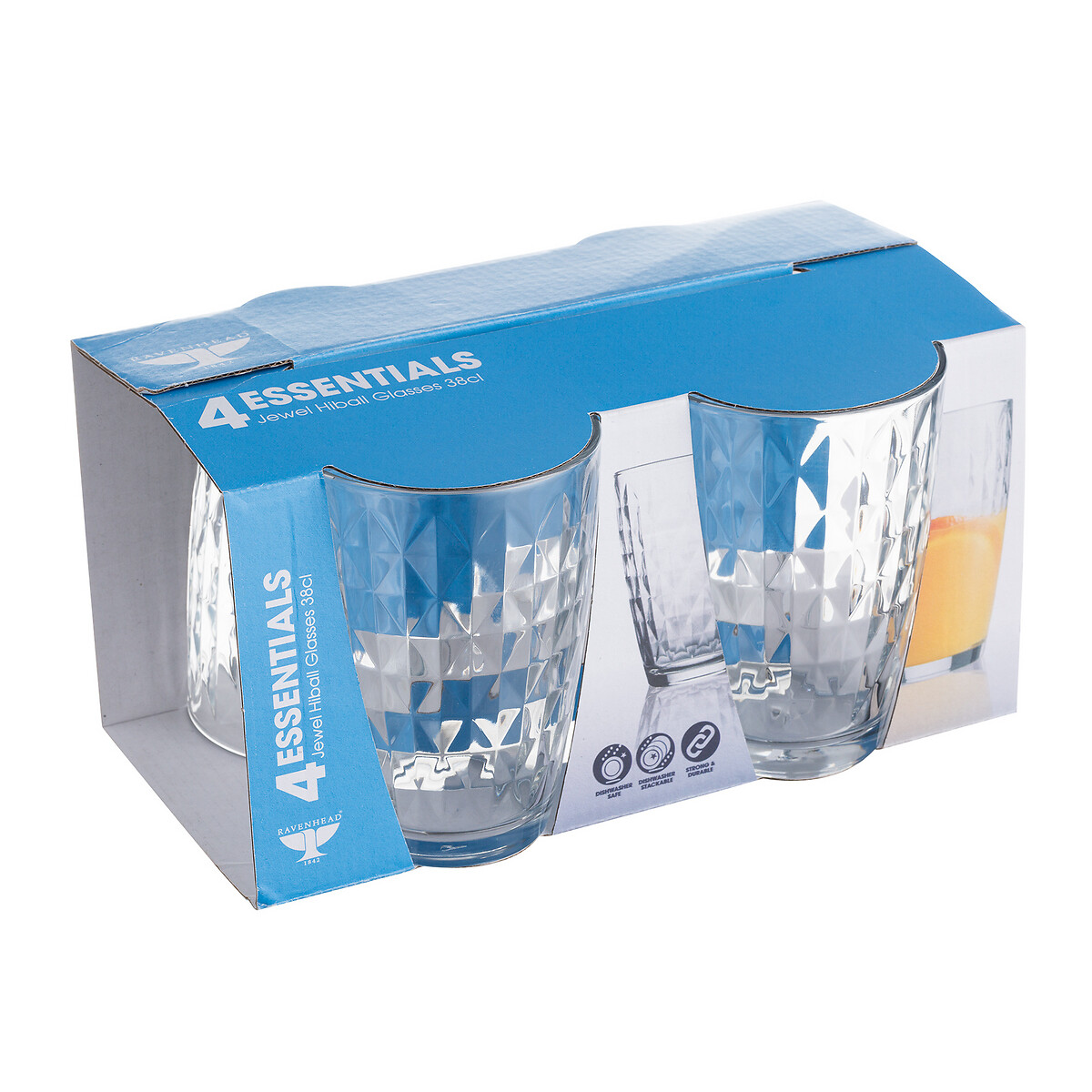 Set of 4 Essentials Jewel Hiball Glasses glass, RAVENHEAD