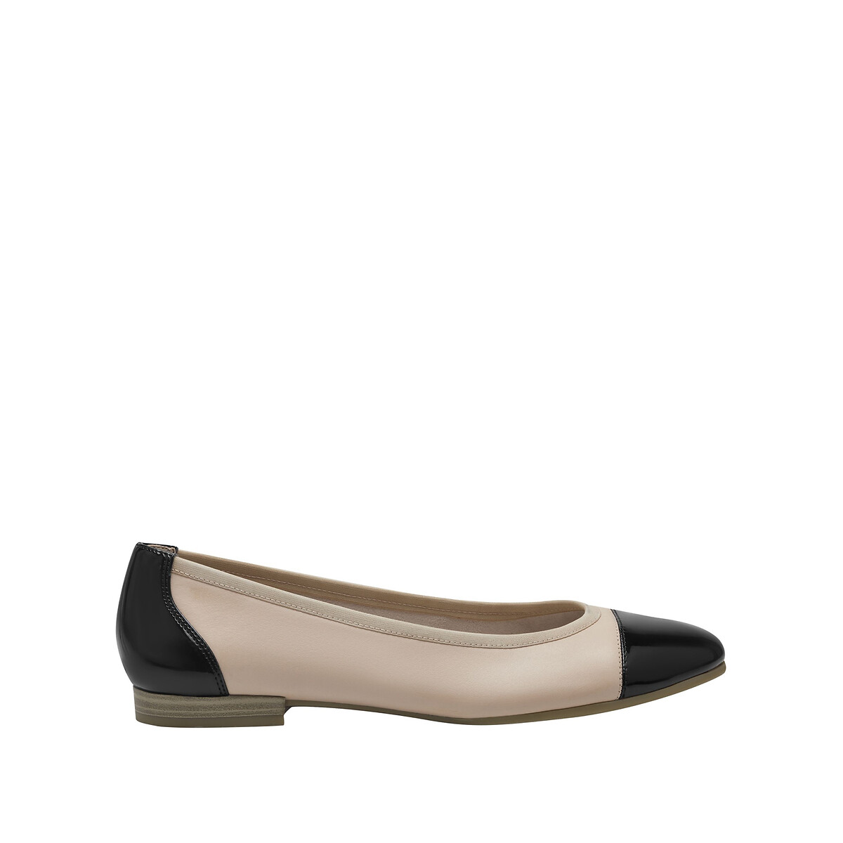 Ballerines en cuir nude/noir, TAMARIS