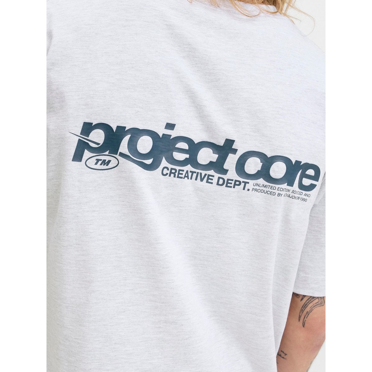 T-Shirt white melange, JACK & JONES