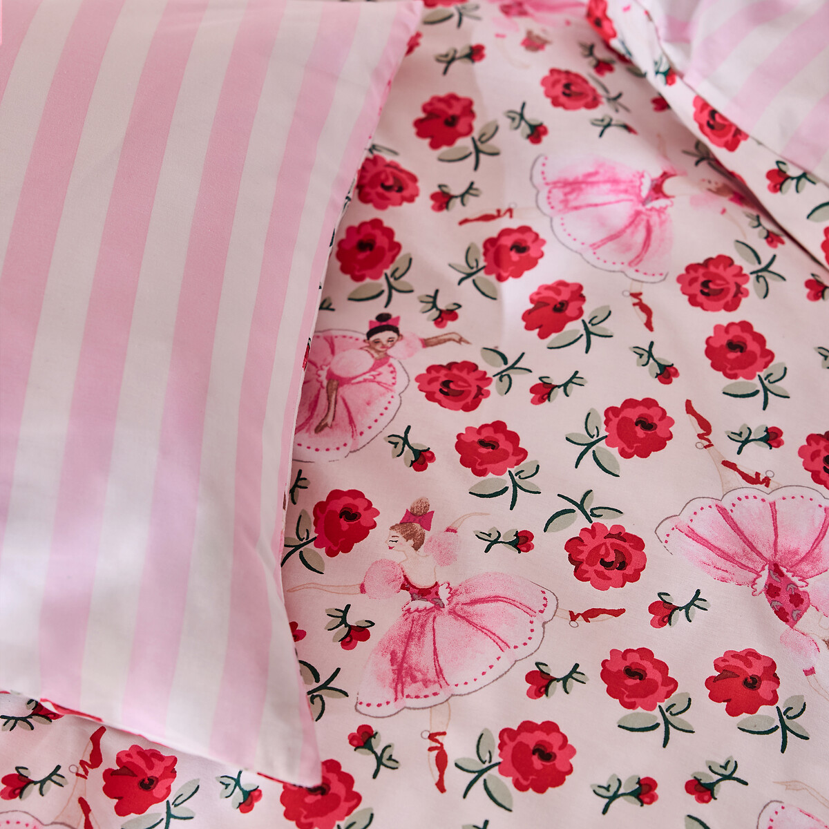 Life Is A Stage Ballerina Floral Reversible Duvet Cover and Pillowcase Set pink, CATH KIDSTON