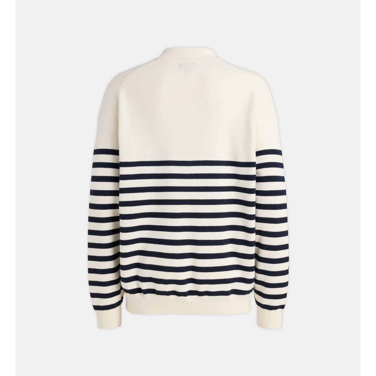 Pull polo tolarin marinière coton mélangé écru et bleu, GALERIES LAFAYETTE