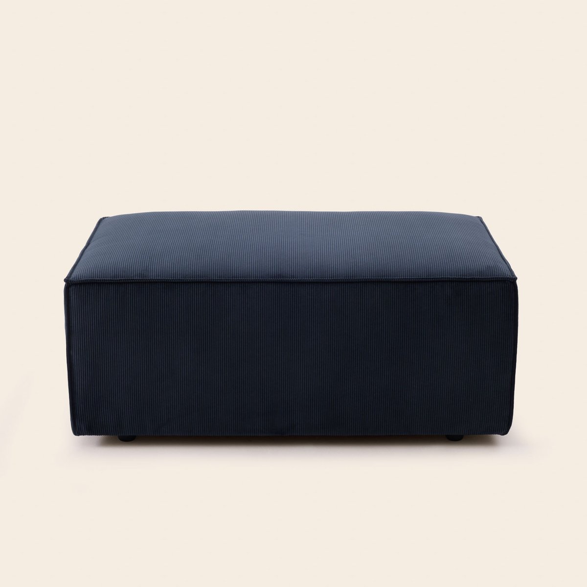 Pouf en jacquard Alisia DYONIS profilo côtelé bleu de nuit, MADURA