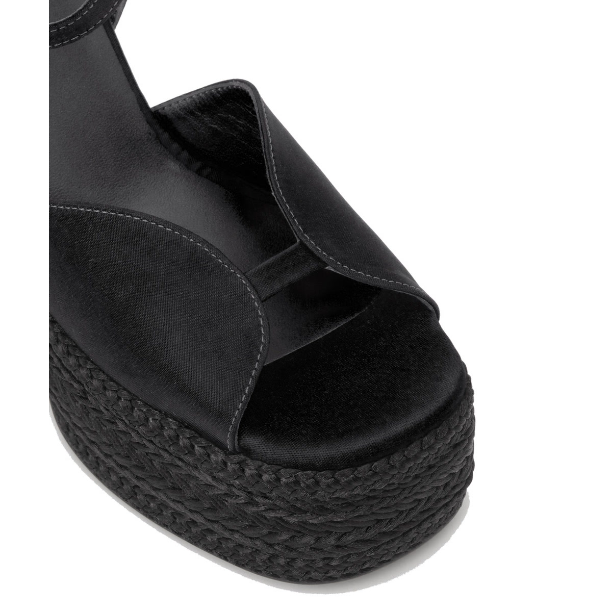 Sandales à talon bloc à plateforme tressée FEDE noir, CASTANER