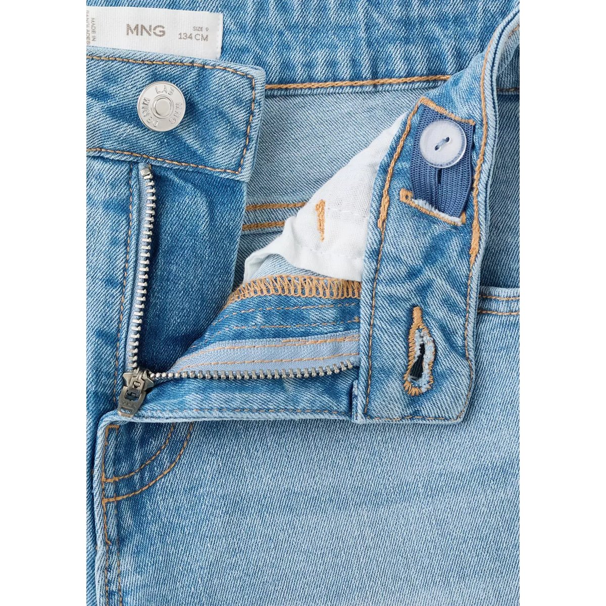 Bermuda en jean droit bleu moyen, MANGO KIDS