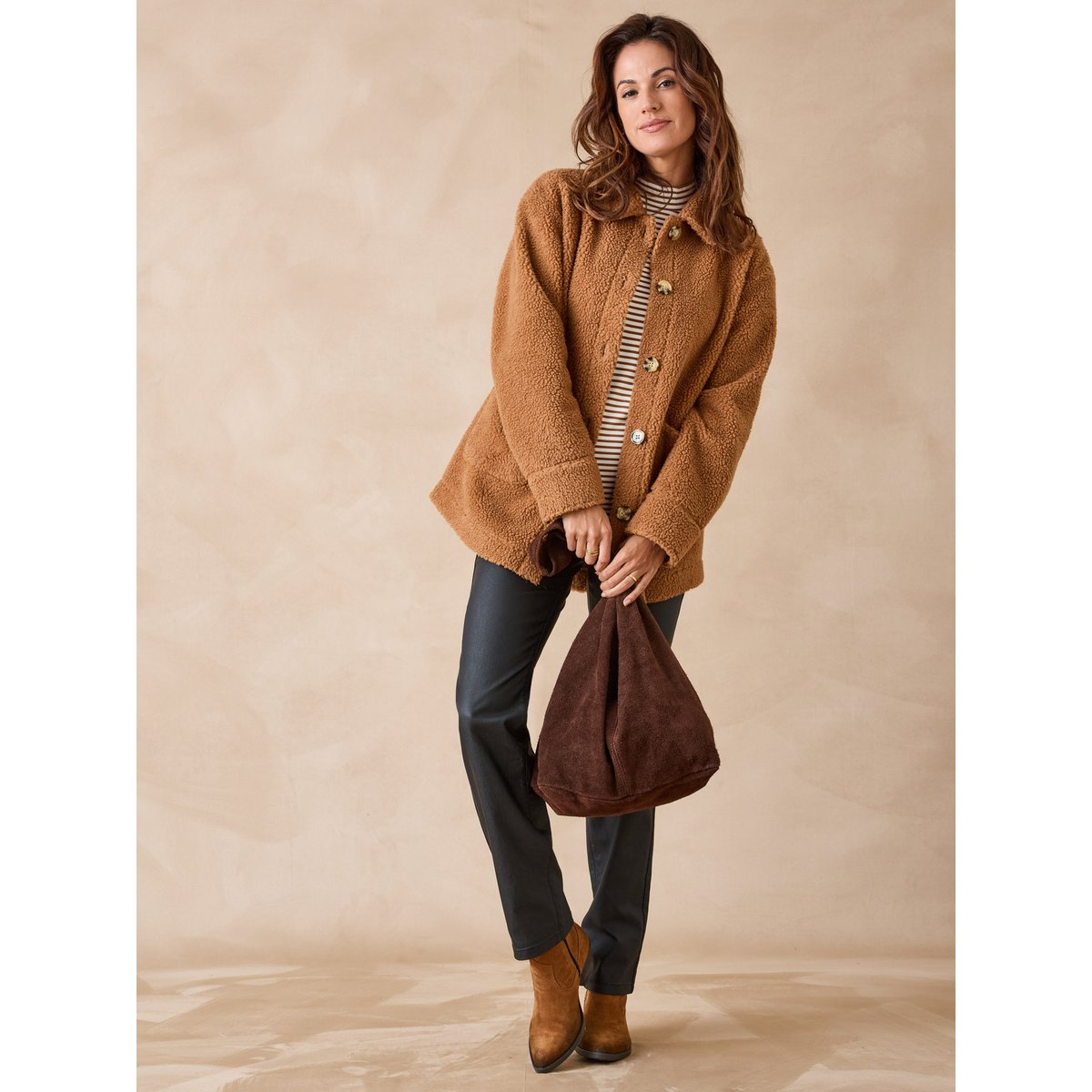Veste en maille moutonnée camel, DAXON