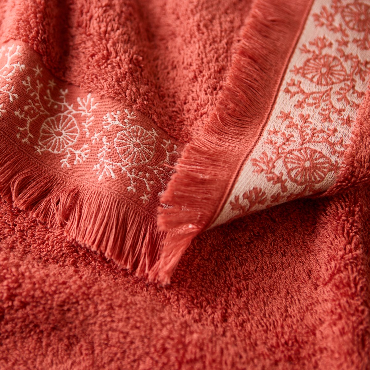 Serviette CALANCA terracotta, CARRE BLANC