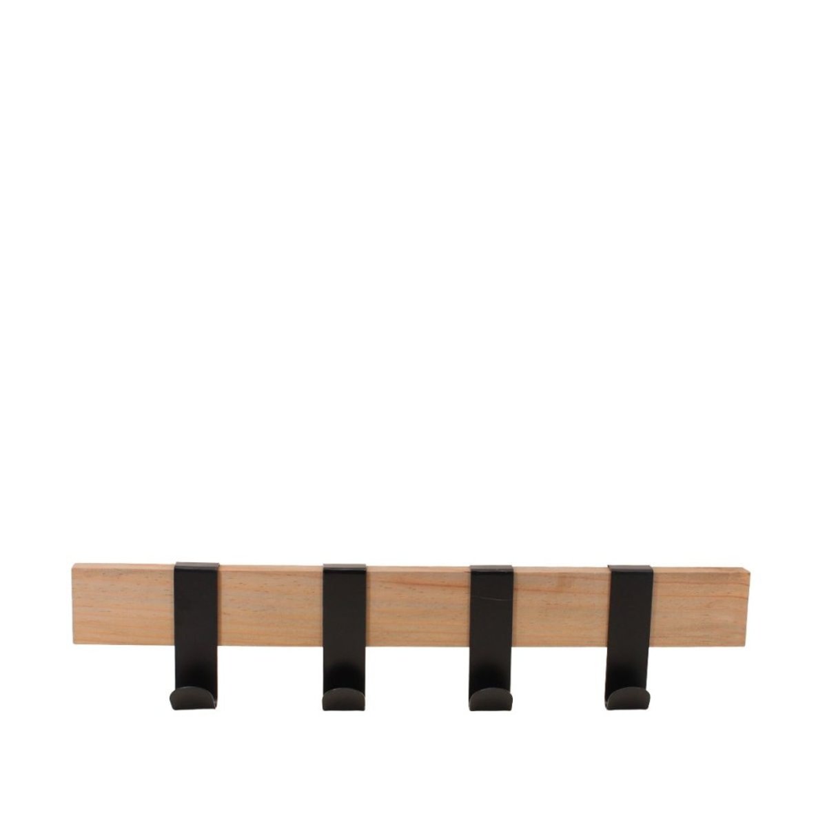 Patère 4 crochets en bois et métal 51cm noir, ORNAMI