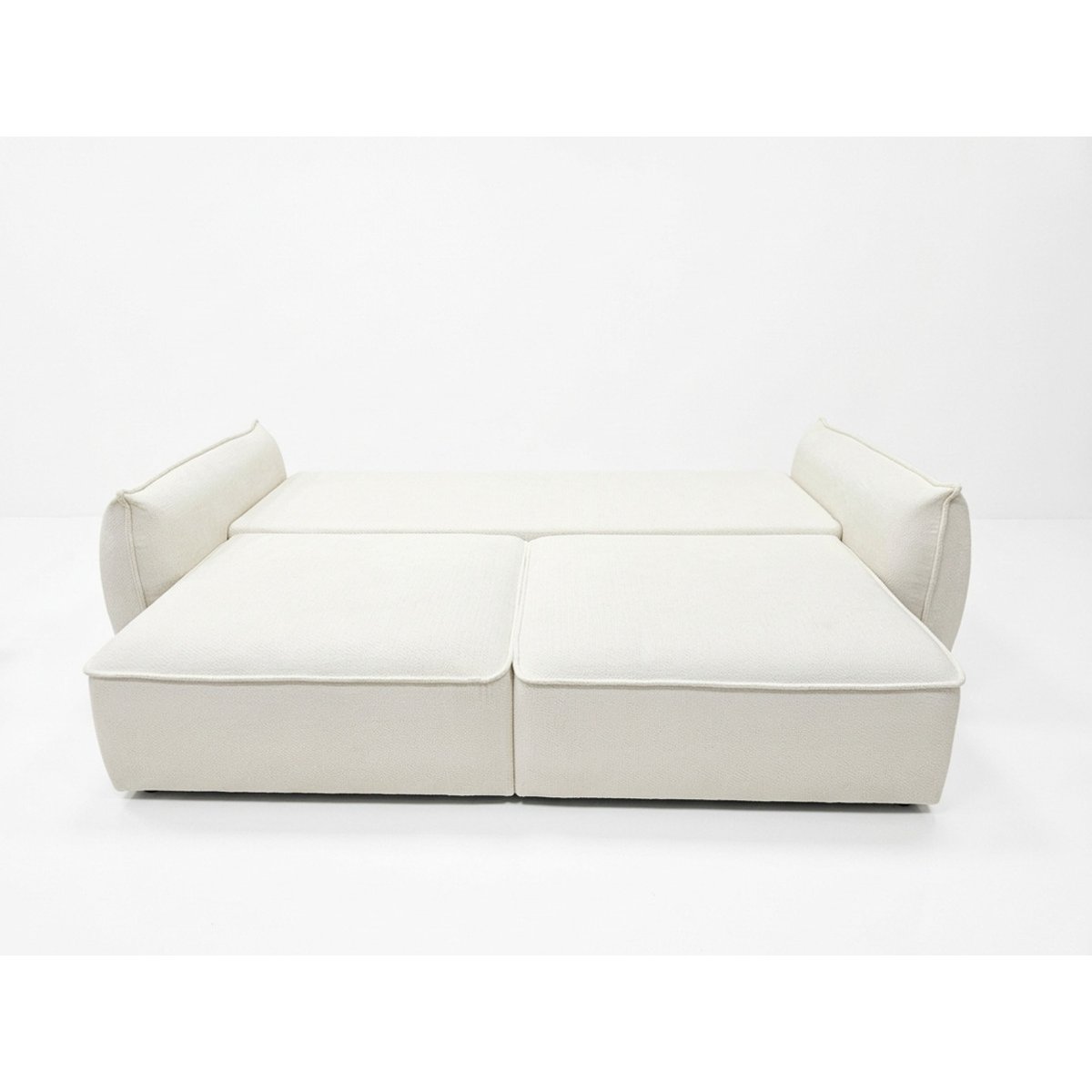 Canapé droit convertible 3 places en tissu chenille, ESMEE blanc, BOBOCHIC