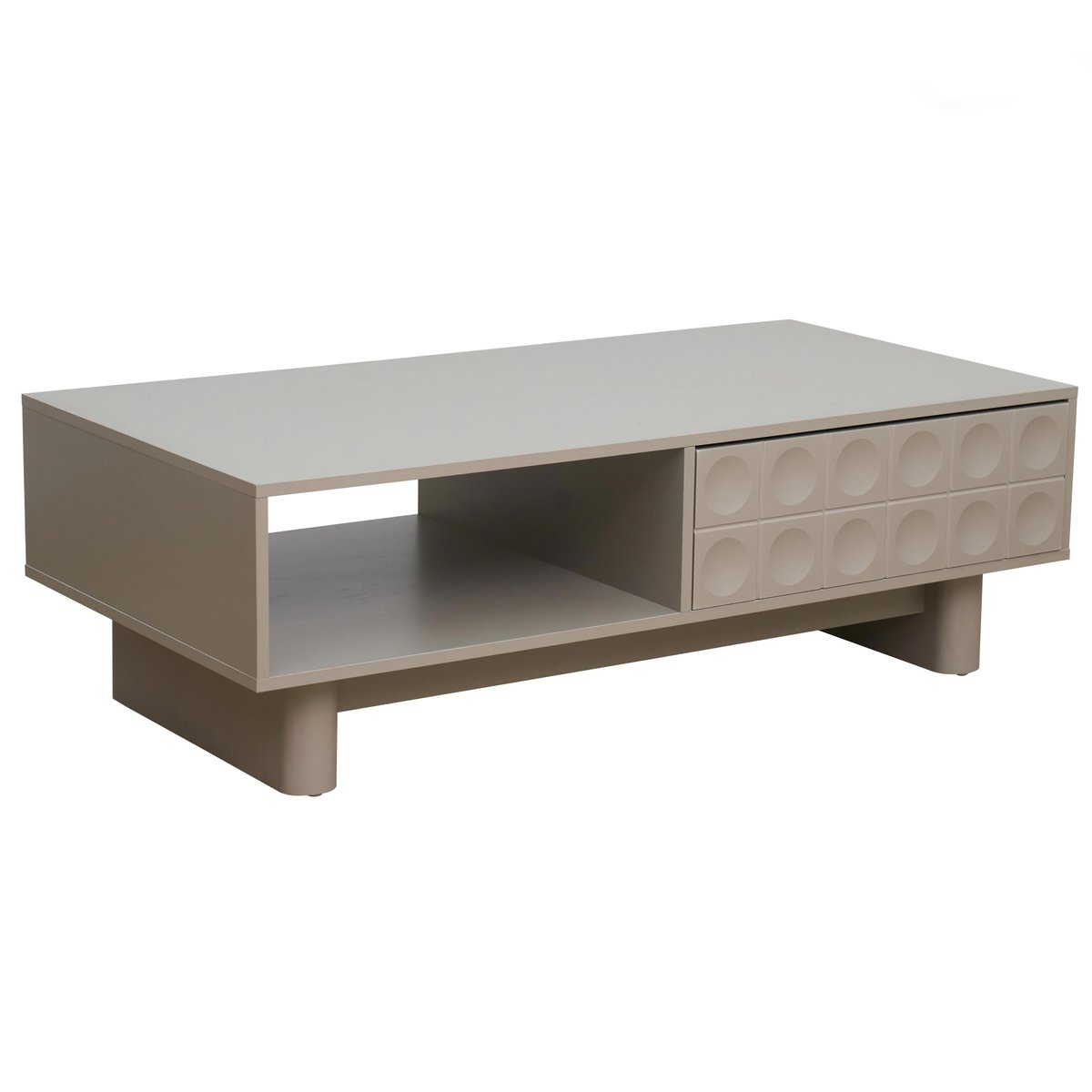 Table basse rectangulaire en mélaminé 120 cm, OCTAVE beige, OVIALA