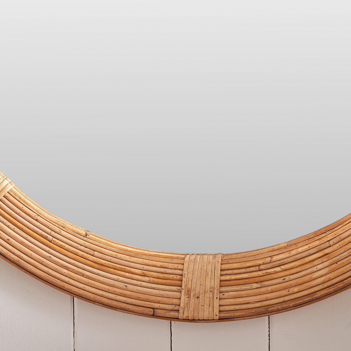 80cm Round Natural Bent Bamboo Frame Wall Mirror natural, ÉDITÉ
