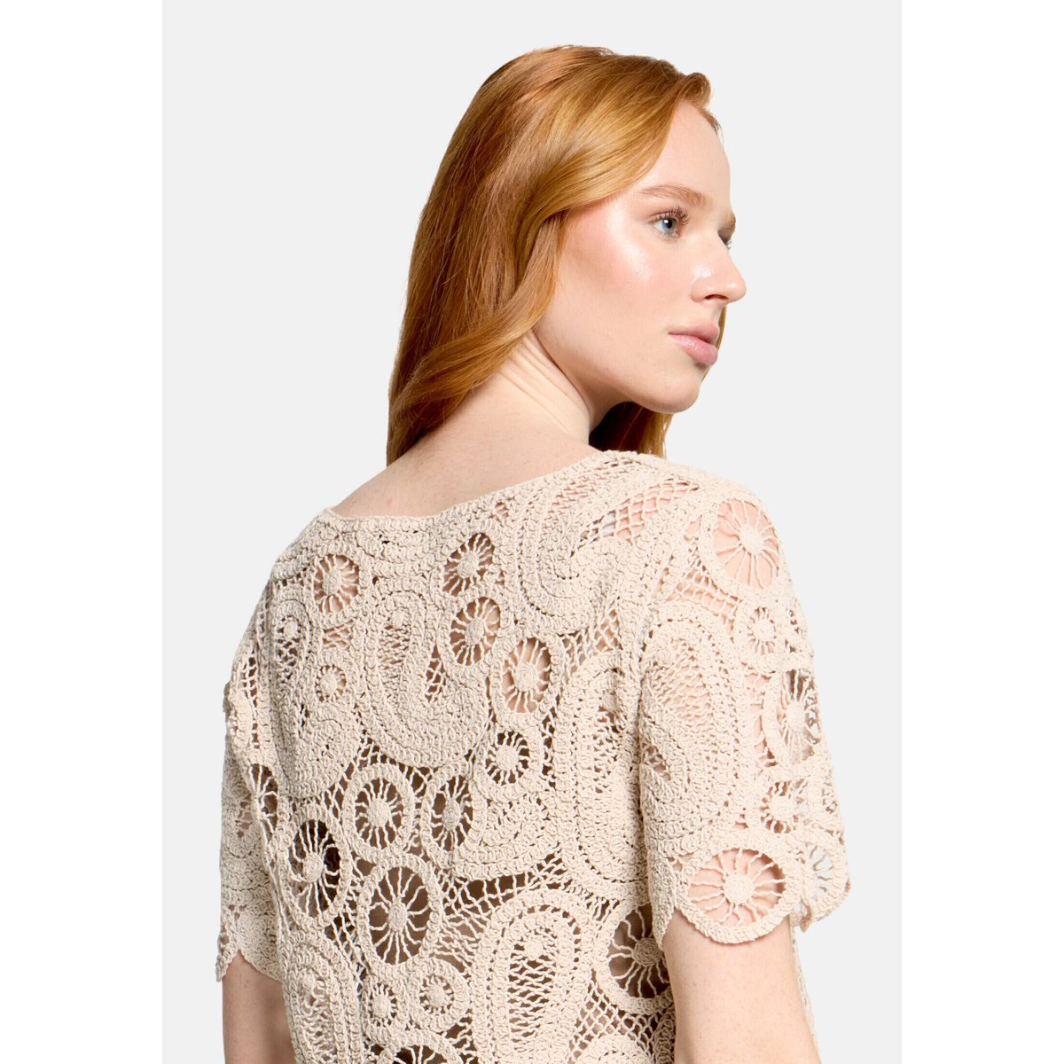 Pull-over en maille ajourée à encolure bateau pastel sand, BETTY BARCLAY