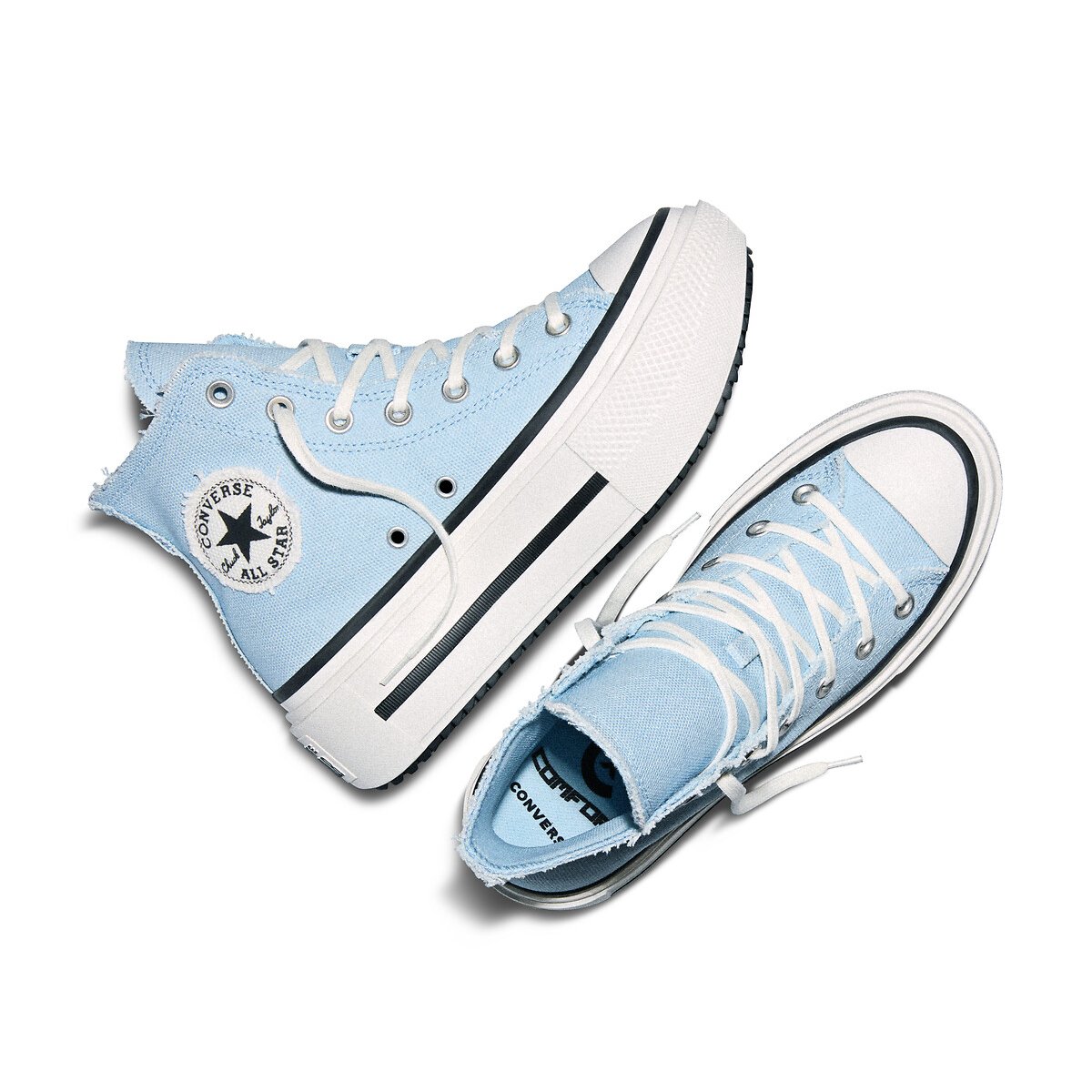 Sneakers CHUCK TAYLOR ALL STAR LIFT DOUBLE STACK HI DISTRESSED CANVAS lichtblauw, CONVERSE