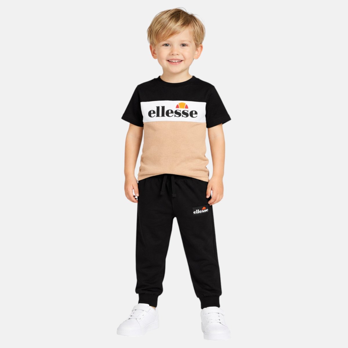 Lot de 2 t-shirts manches courtes et pantalon de jogging BLOCK PARTY beige, ELLESSE