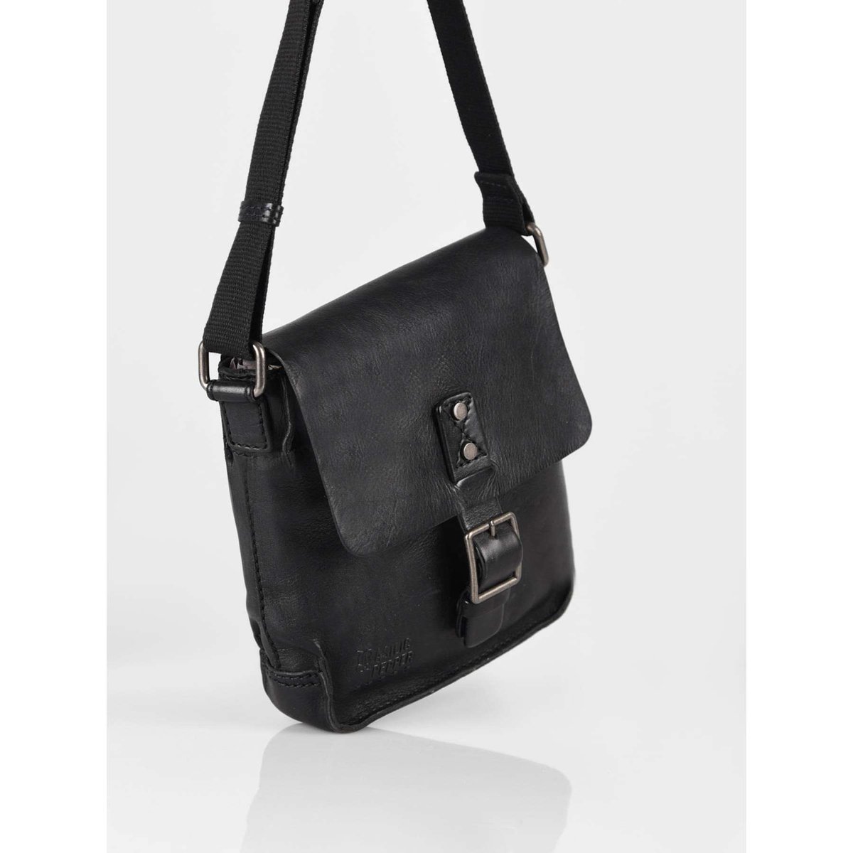 Sac bandoulière Traveler cuir black, BASILIC PEPPER
