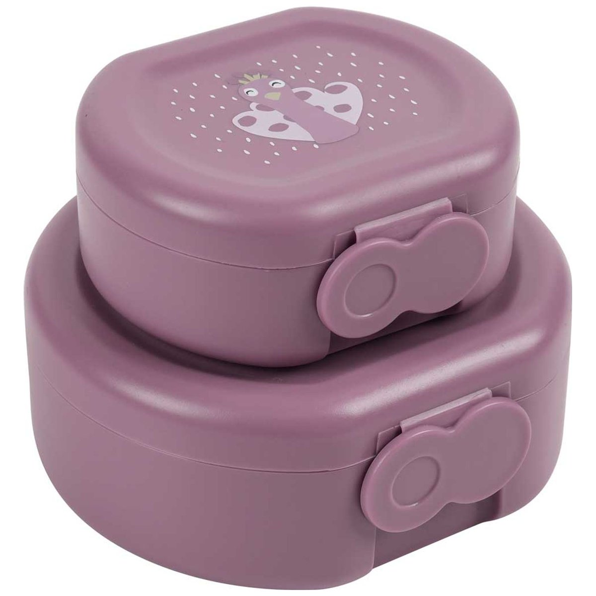 Lot de 2 boîtes à goûter à clip violet, blanc, TRIXIE