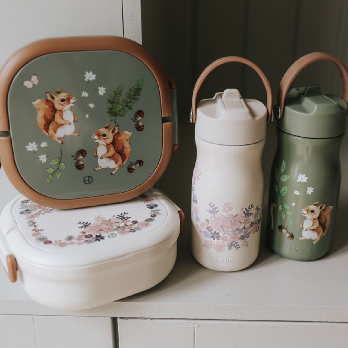 Gourde isotherme ecru, rose, violet, ELODIE DETAILS