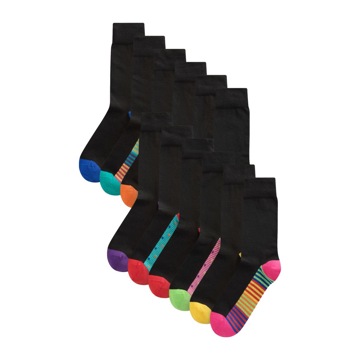 Chaussettes économiques en coton majoritaire semelle intérieure à rayures noires brillantes, NEXT