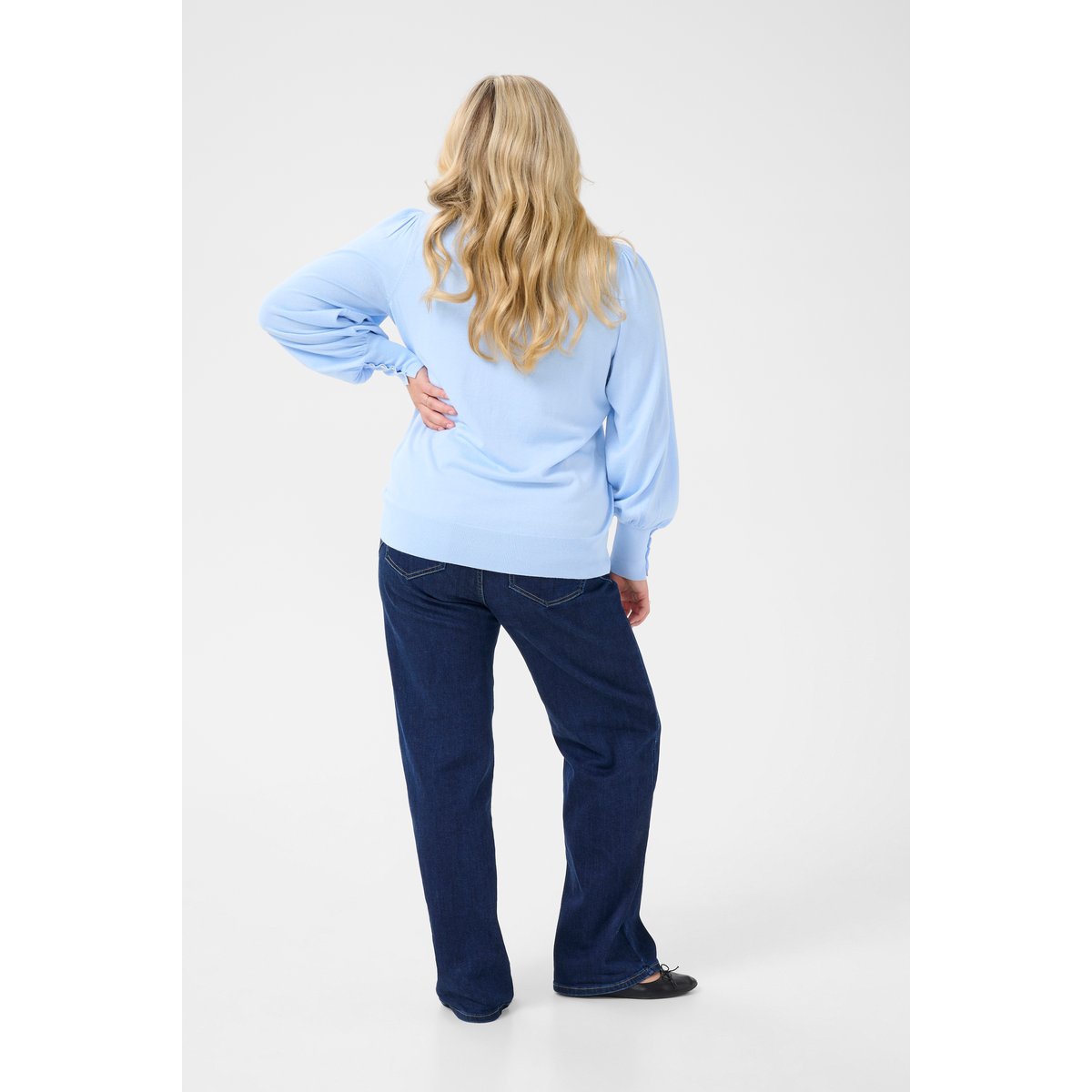 Pullover tricoté bleu windsufer, KAFFE CURVE