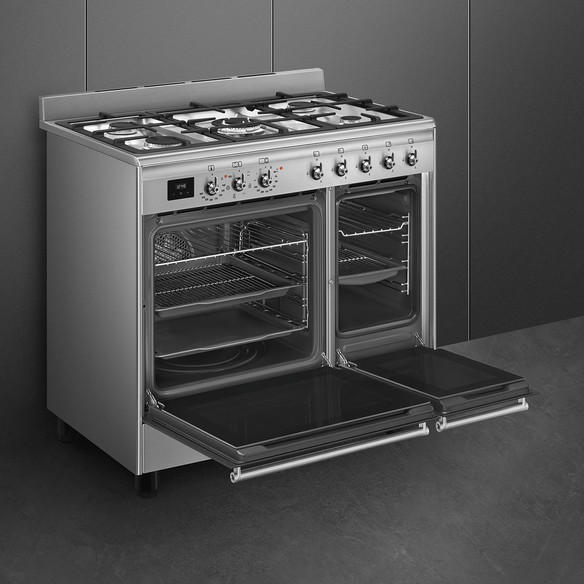 Piano de cuisson gaz 5 feux 90 cm inox, SMEG