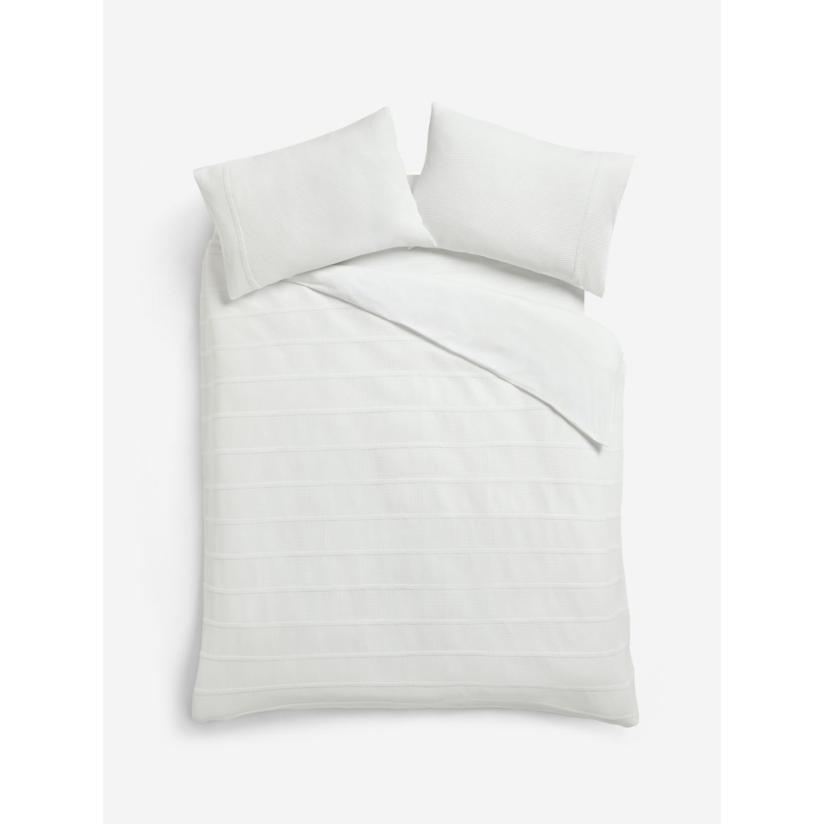 Housse de couette et taie d'oreiller gaufrées blanc, NEXT