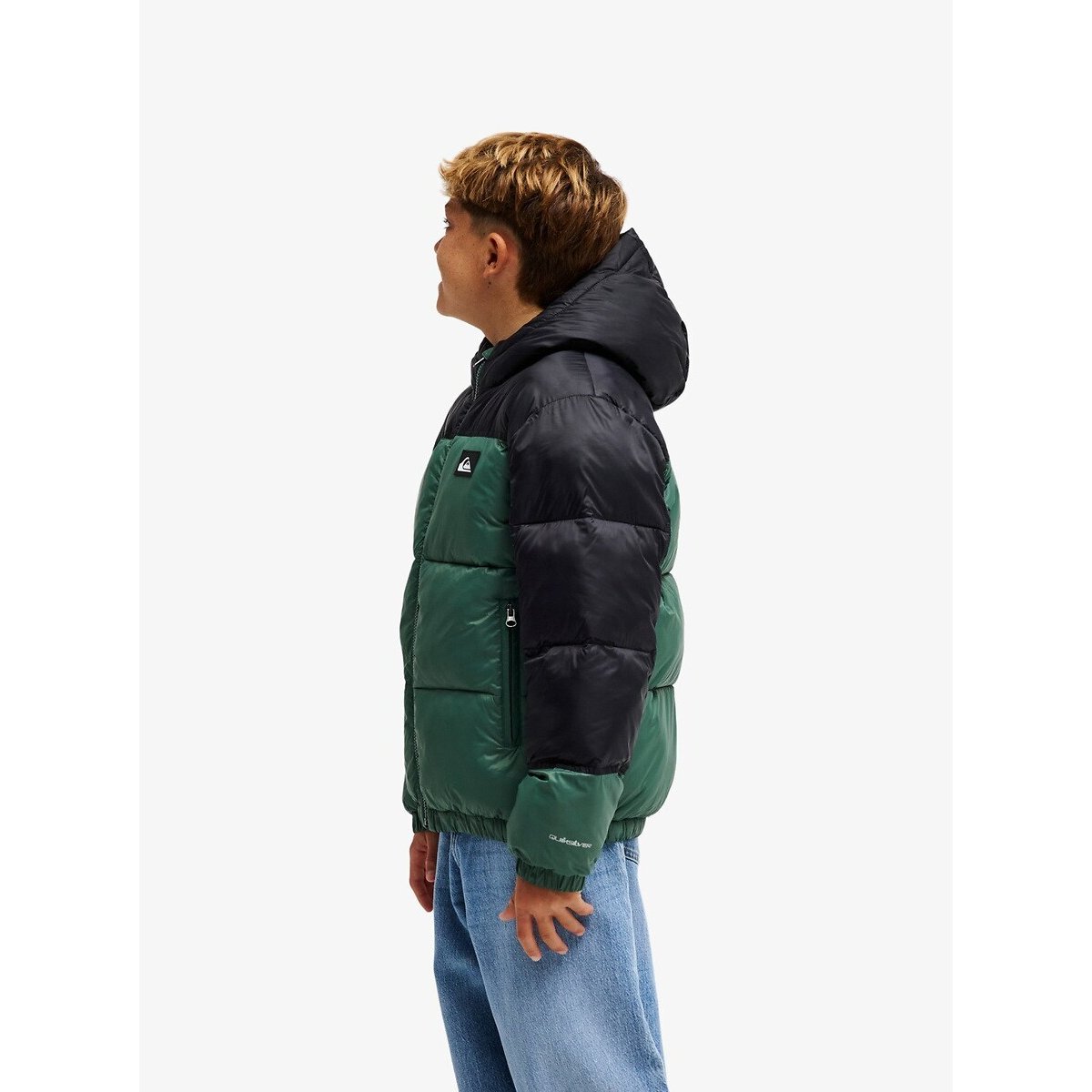 Piumino con cappuccio verde/blu, QUIKSILVER
