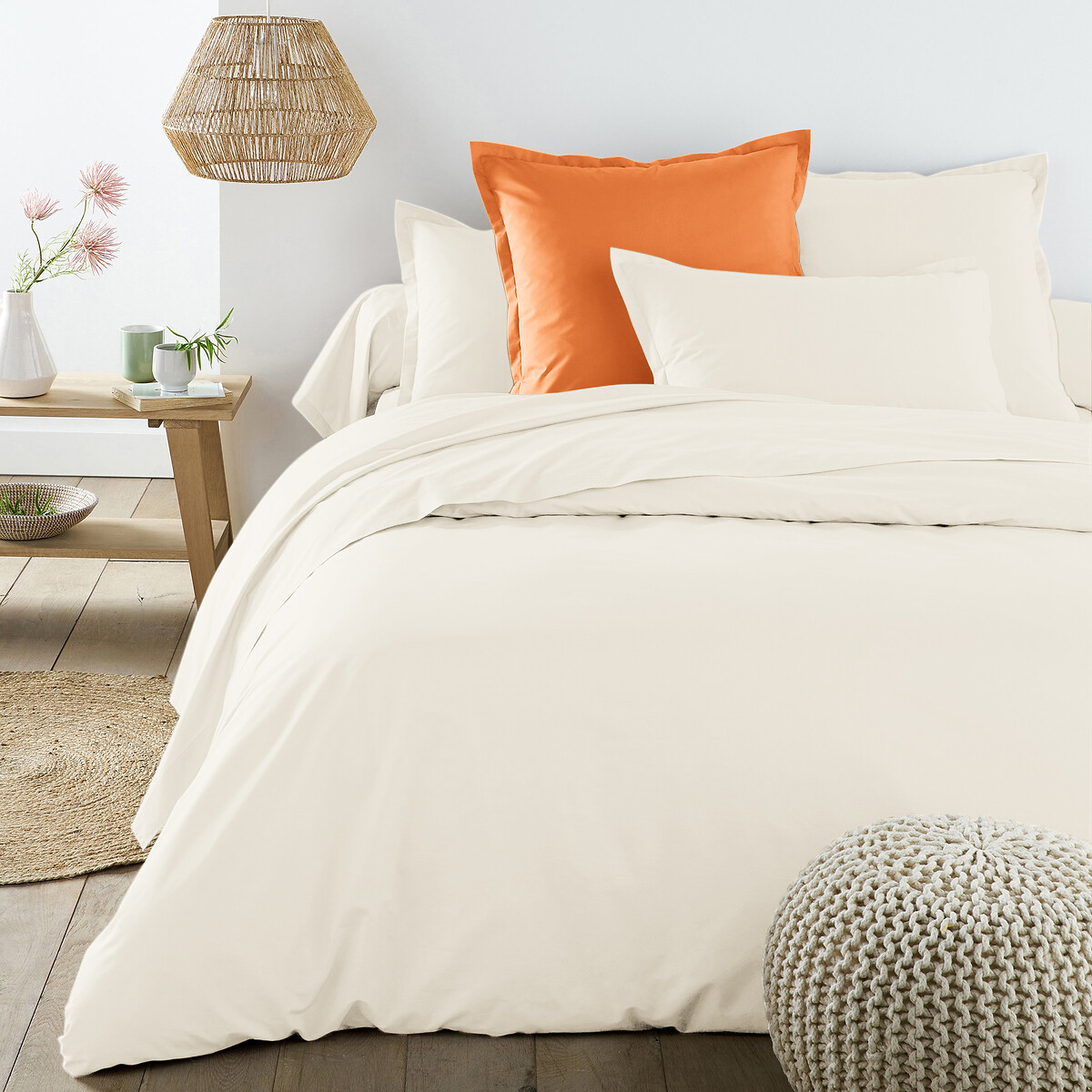Scenario Cotton Percale 200 Thread Count Fitted Sheet, 35cm Flap ecru , LA REDOUTE INTERIEURS
