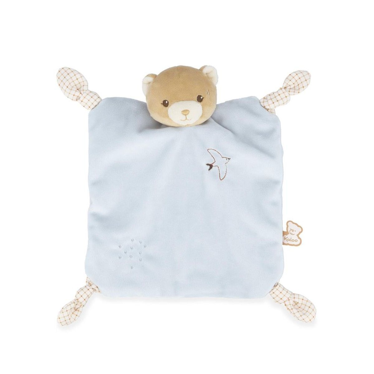 Doudou plat ours bleu 24 cm couleur unique, KALOO