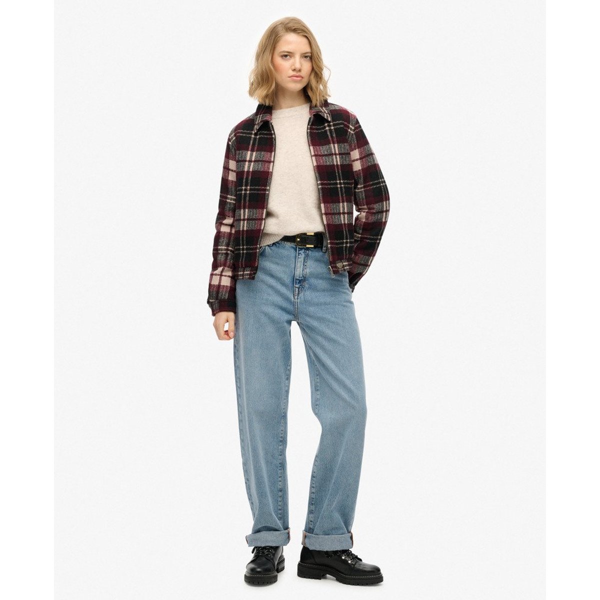 Veste Matelassée Ranch à Carreaux blanc cassé os du désert à carreaux, SUPERDRY