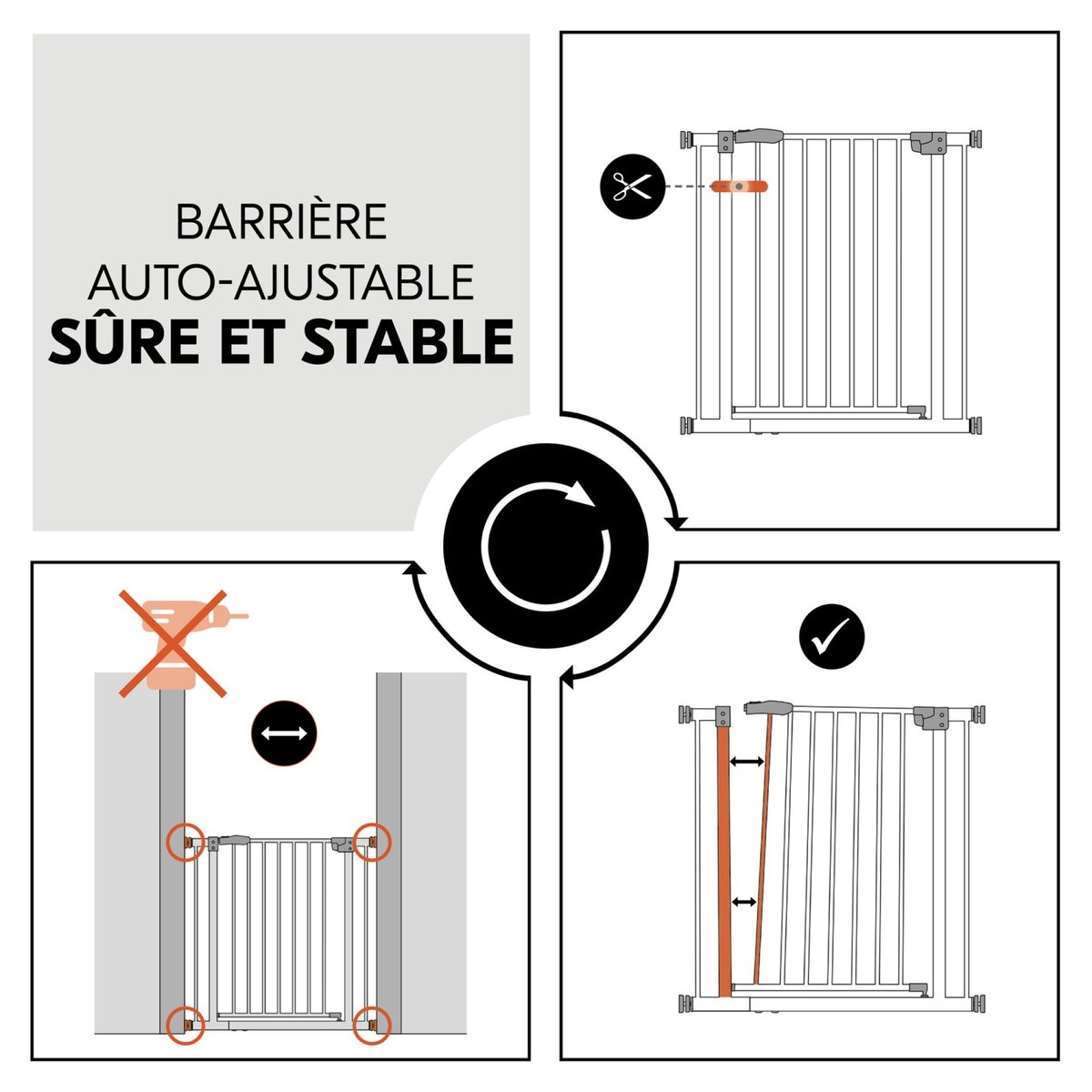Barrière d'escalier Clear Step 2 gris foncé, HAUCK