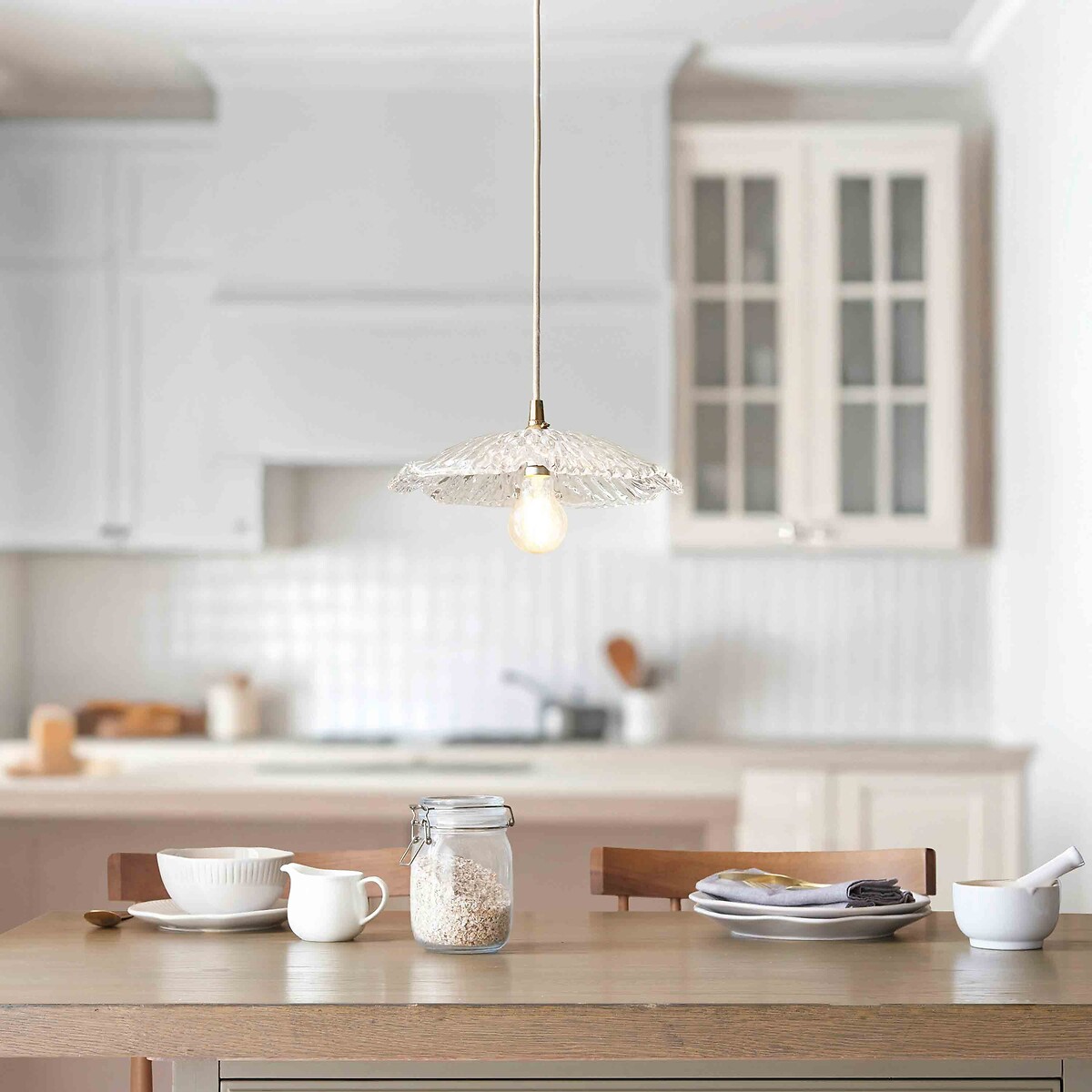 Olearia Textured Glass Pendant Light transparent, ÉDITÉ
