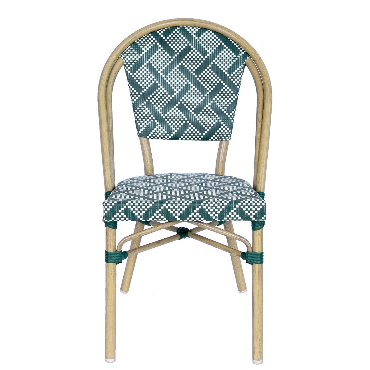 Chaise de terrasse style bistrot parisien en aluminium et rotin synthétique, CONCORDE vert, OVIALA