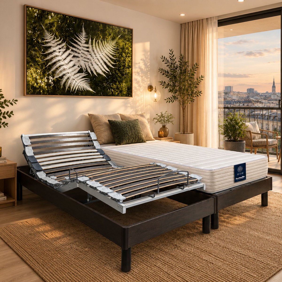 Matelas de relaxation latex confort ferme Lavande couleur unique, DUNLOPILLO