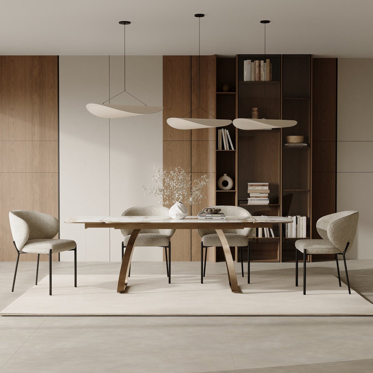Table à manger extensible en velours DAHLIA pandora et bronze, SIA HOME